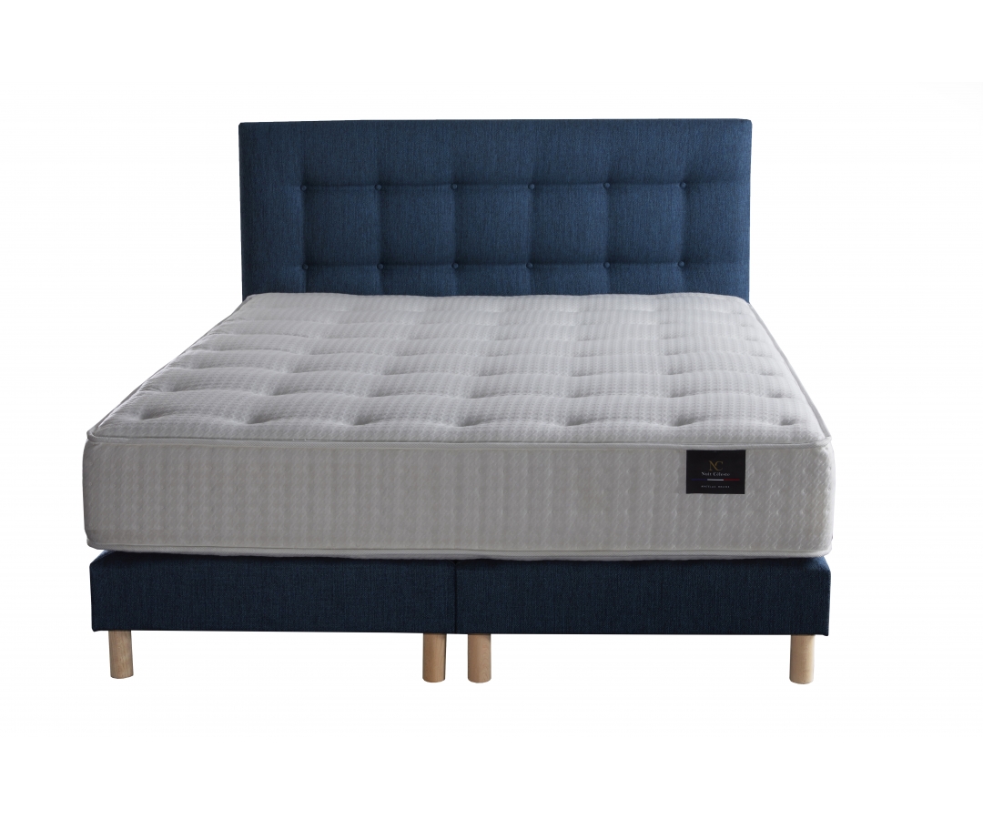 Ensemble matelas ressort ensaché, HECATE 2, mémoire de forme et sommier