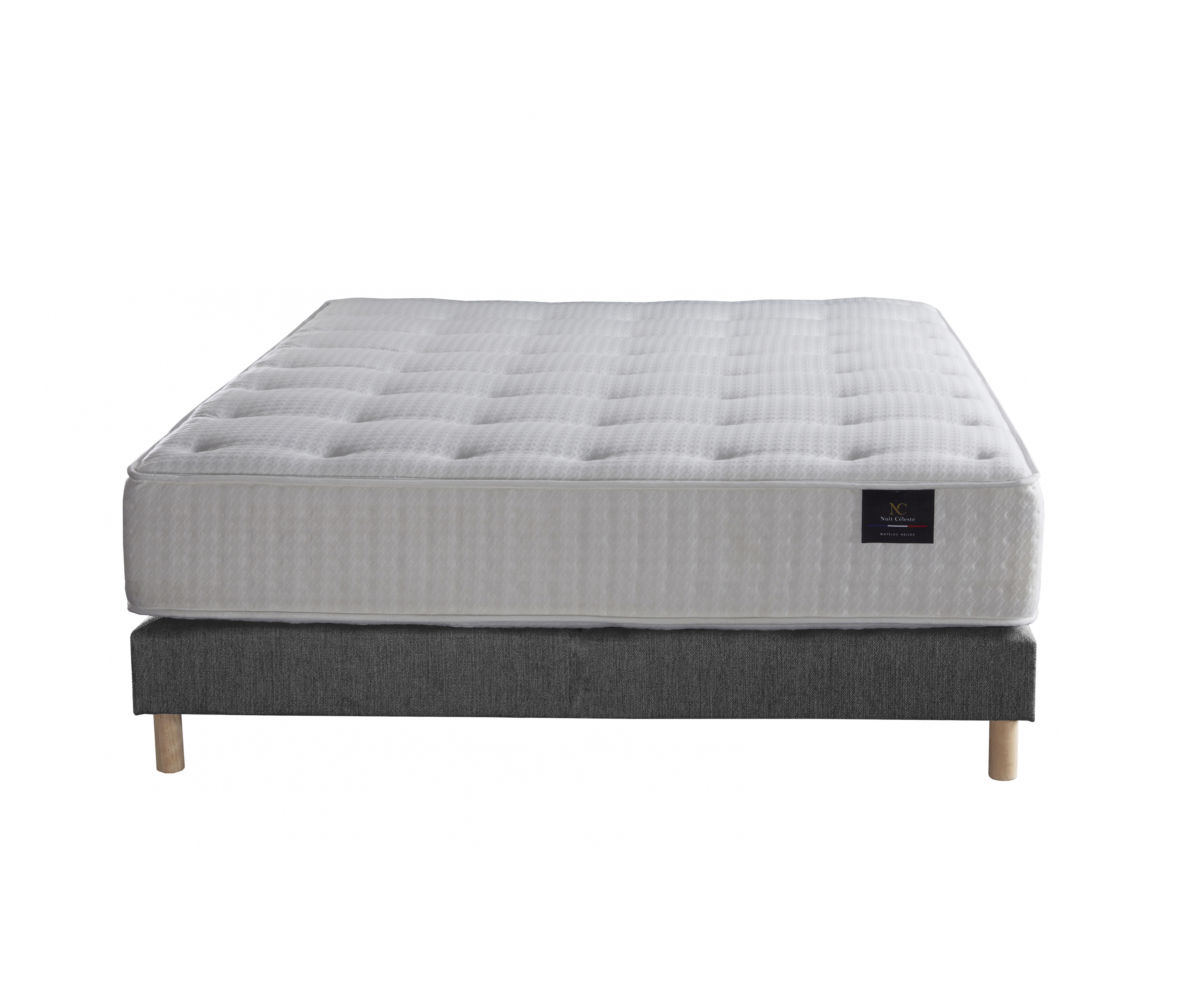 Ensemble matelas mousse, 29 cm, sommier tapissier et tête de lit
