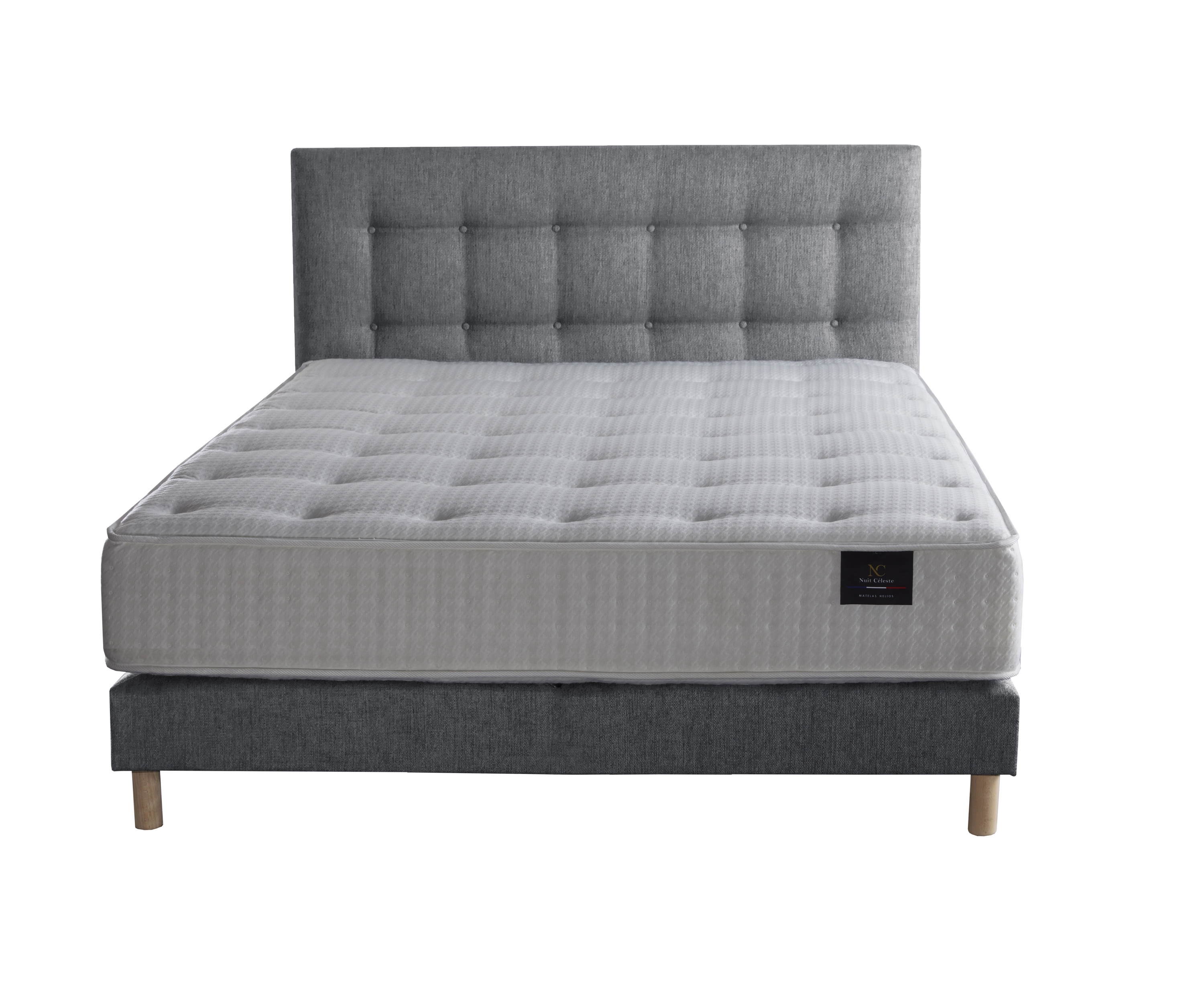 Ensemble matelas mousse, 29 cm, sommier tapissier et tête de lit