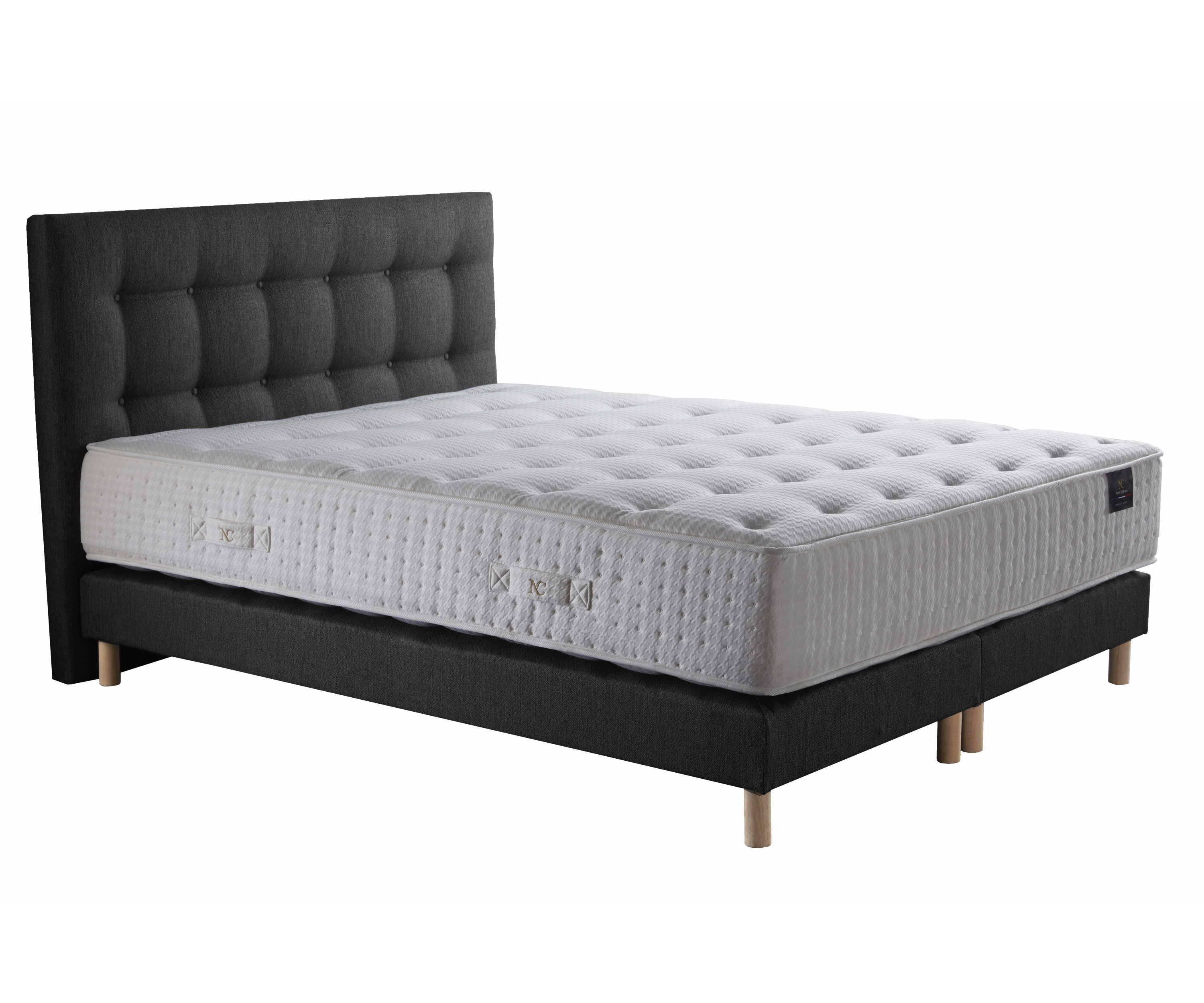 Ensemble matelas mousse, 29 cm, sommier tapissier et tête de lit
