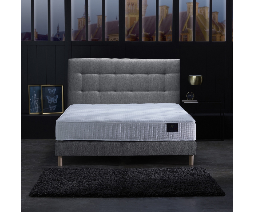 Ensemble matelas ressorts, sommier PEFC et tête de lit écoconçue