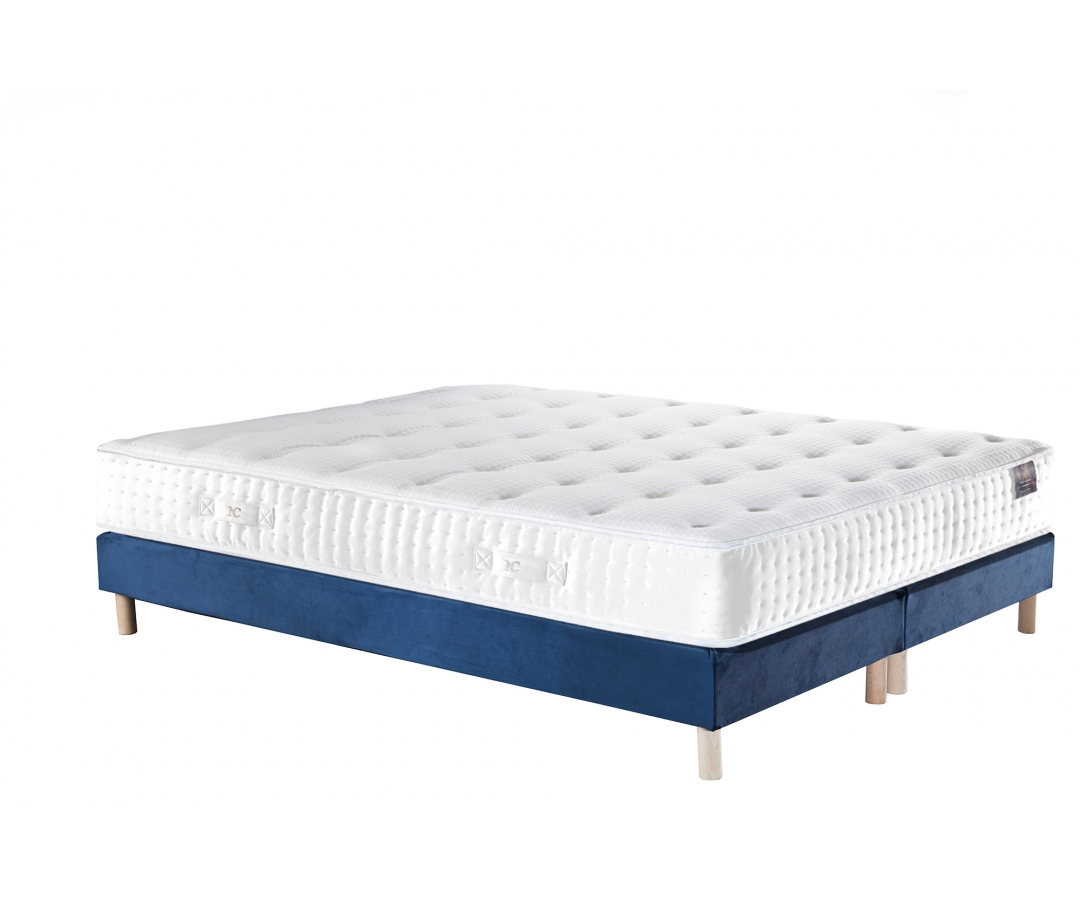 Ensemble matelas ressorts, mémoire de forme, NOVA, sommier lattes multiplis, tête de lit