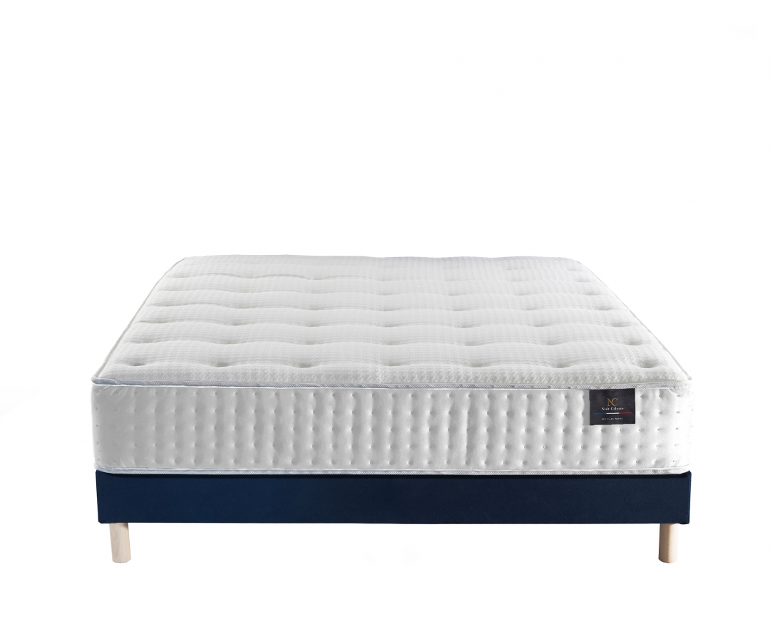 Matelas mémoire de forme + sommier + tête de lit velours