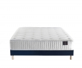Ensemble matelas ressorts, mémoire de forme, PULSAR, sommier lattes, tête de lit velours