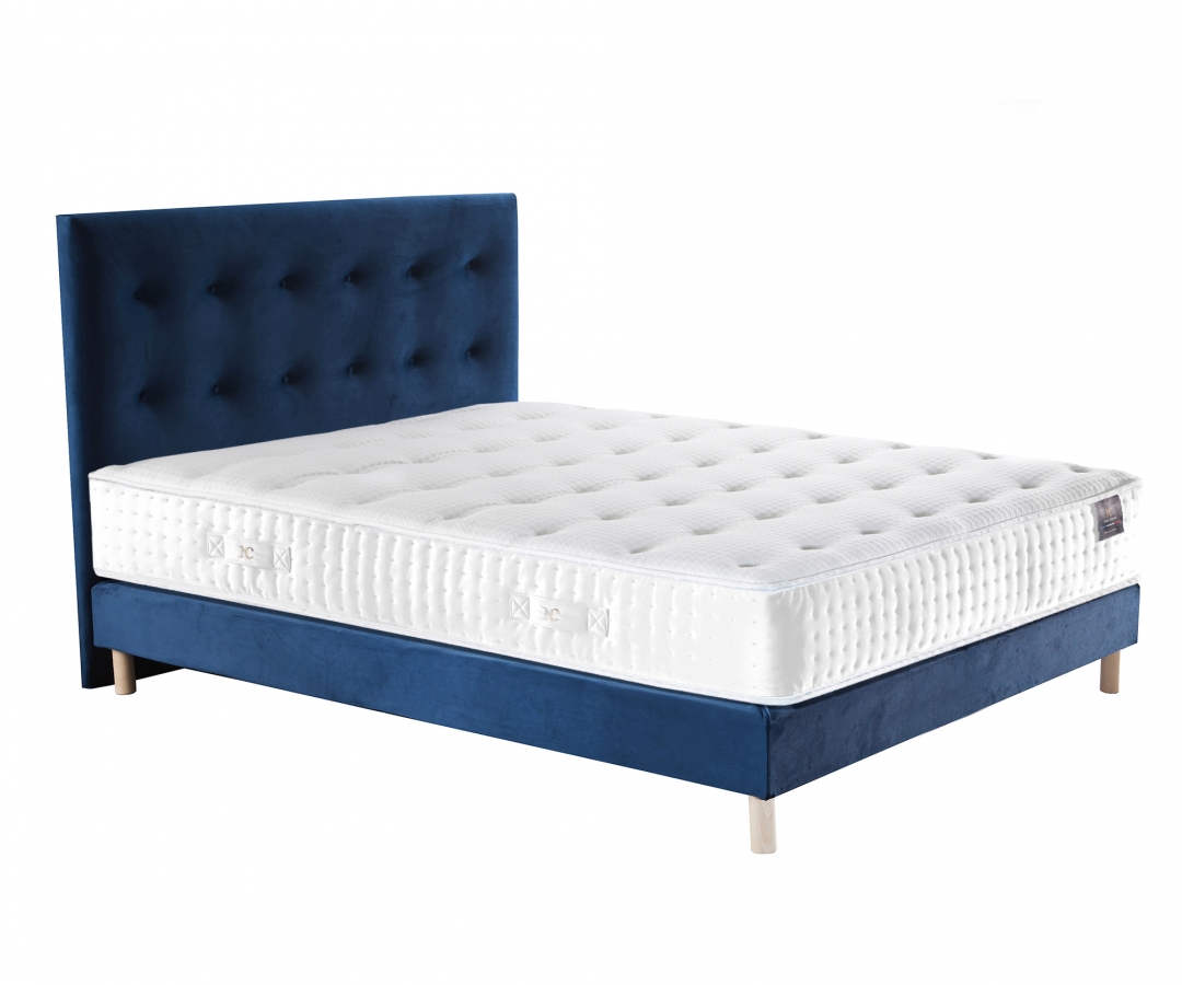 Matelas mémoire de forme + sommier + tête de lit velours