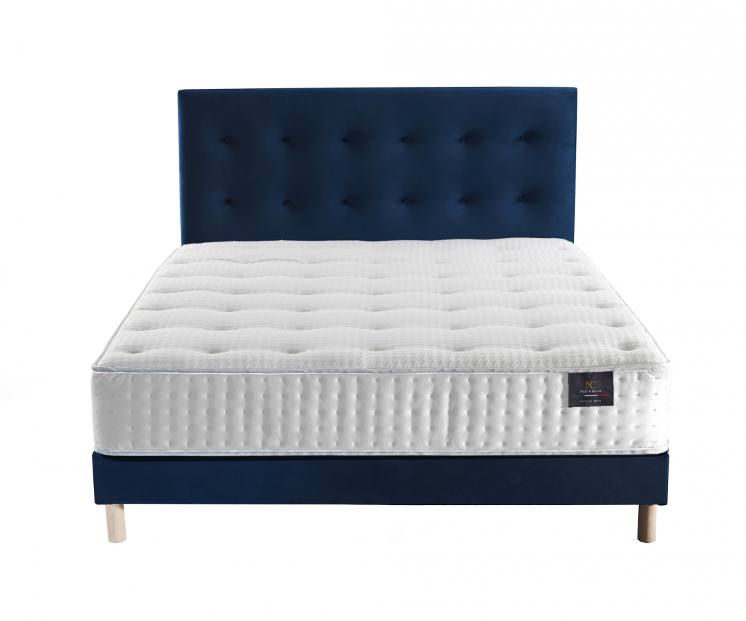 Matelas mémoire de forme + sommier + tête de lit velours
