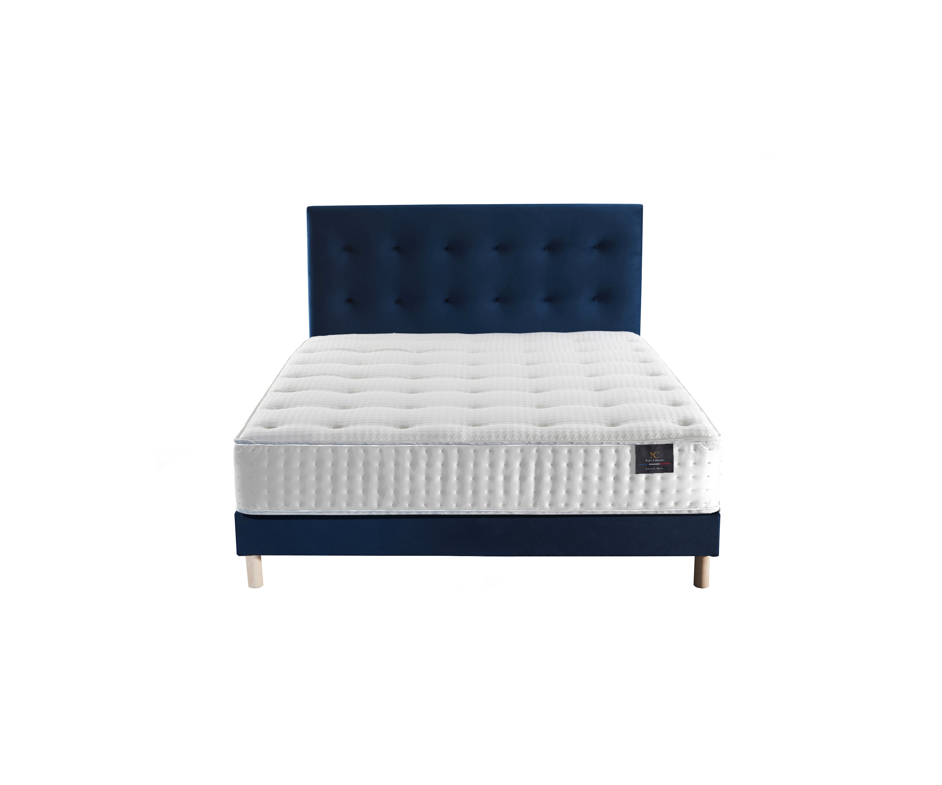 Matelas mémoire de forme + sommier + tête de lit velours