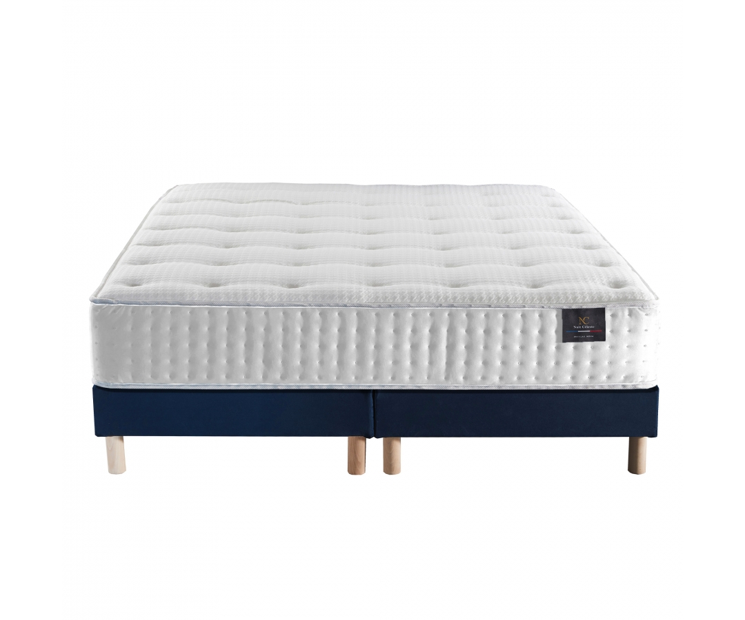 Matelas mémoire de forme + sommier + tête de lit velours