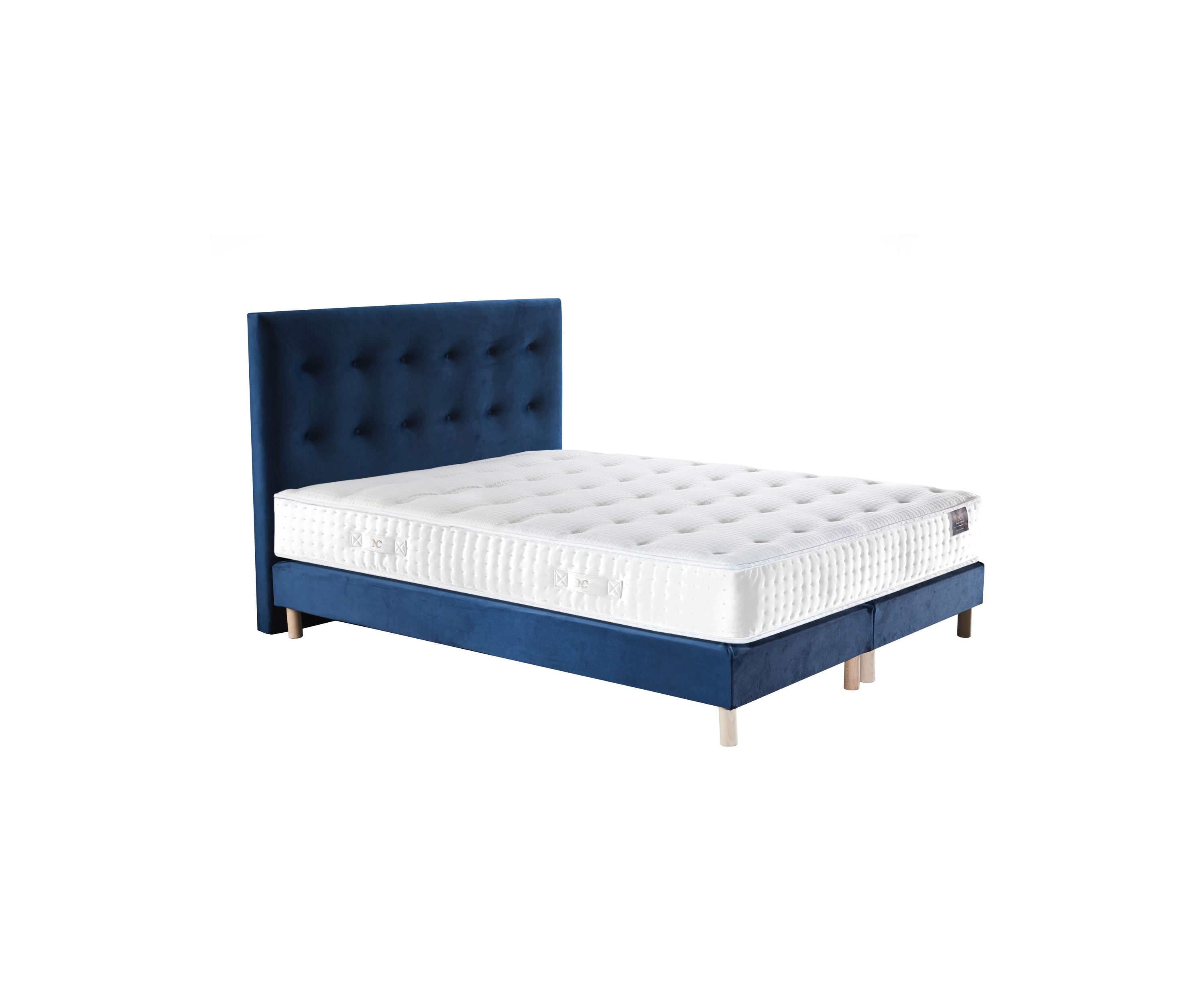 Matelas mémoire de forme + sommier + tête de lit velours