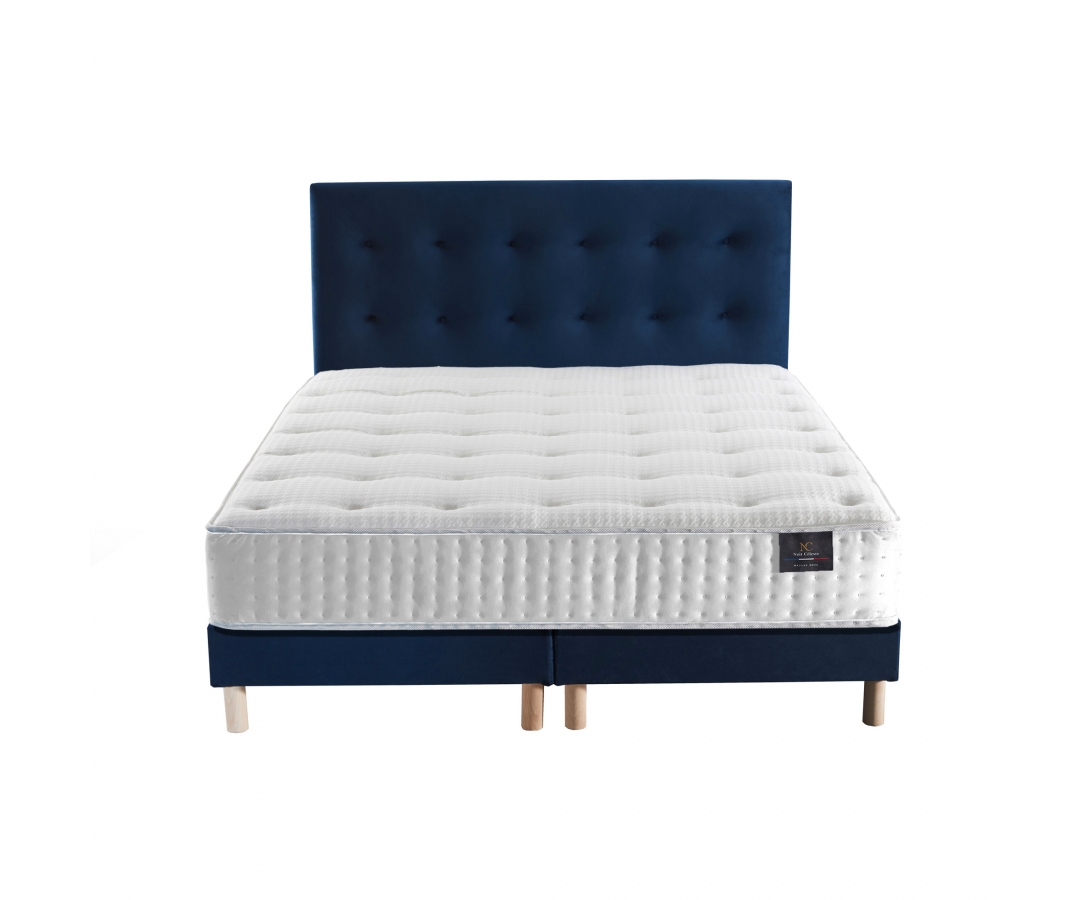 Matelas mémoire de forme + sommier + tête de lit velours