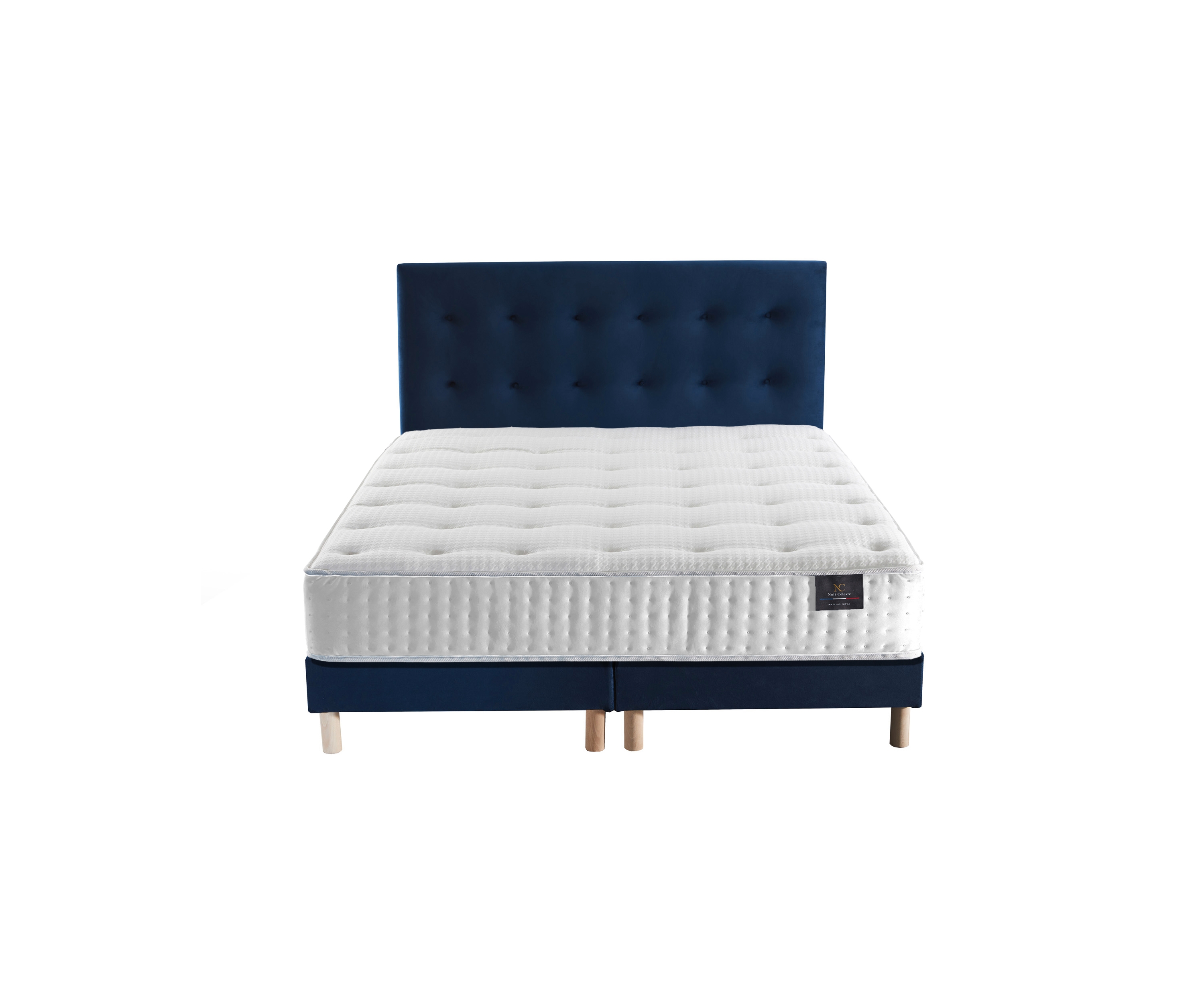 Matelas mémoire de forme + sommier + tête de lit velours