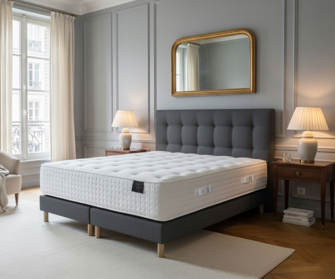 Ensemble matelas ressorts, mémoire de forme et latex – confort durable