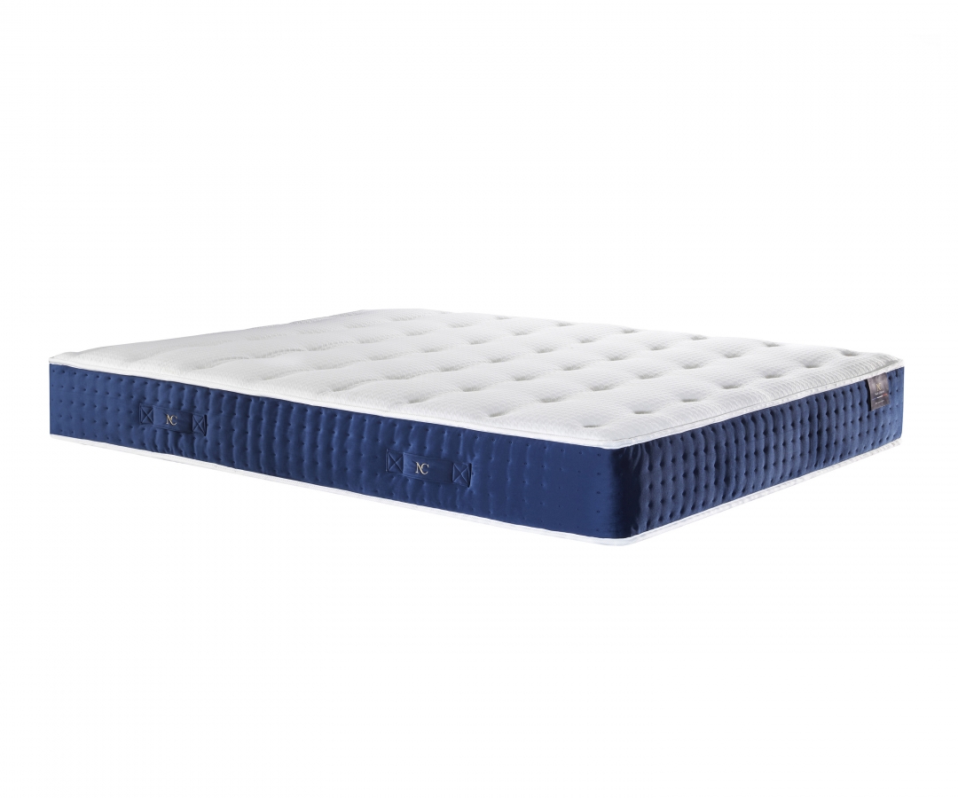 Matelas ressorts 7 zones, 27 cm, PULSAR Bleu, accueil mémoire de forme
